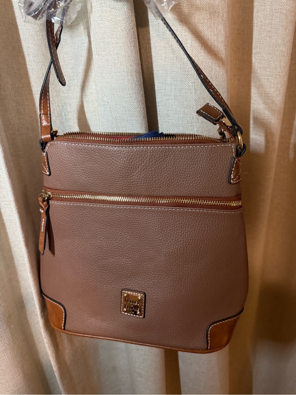Dooney & Bourke Brown Pebbled Leather Crossbody Bag